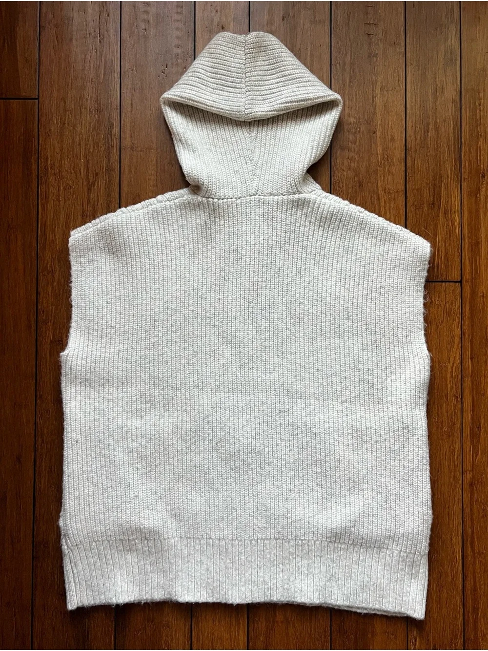 Marc New York Heather Oatmeal Hooded Cable Zip Sweater Vest Size L